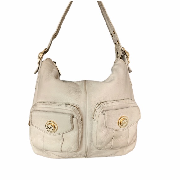 MICHAEL Michael Kors Handbags - MICHAEL KORS Cream Pebbled Leather Shoulder Bag